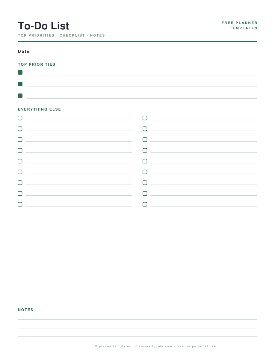To-Do List Template free printable PDF preview